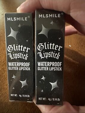 MLSMILE Waterproof Glitter Lipstick — Black Packaging set of 2